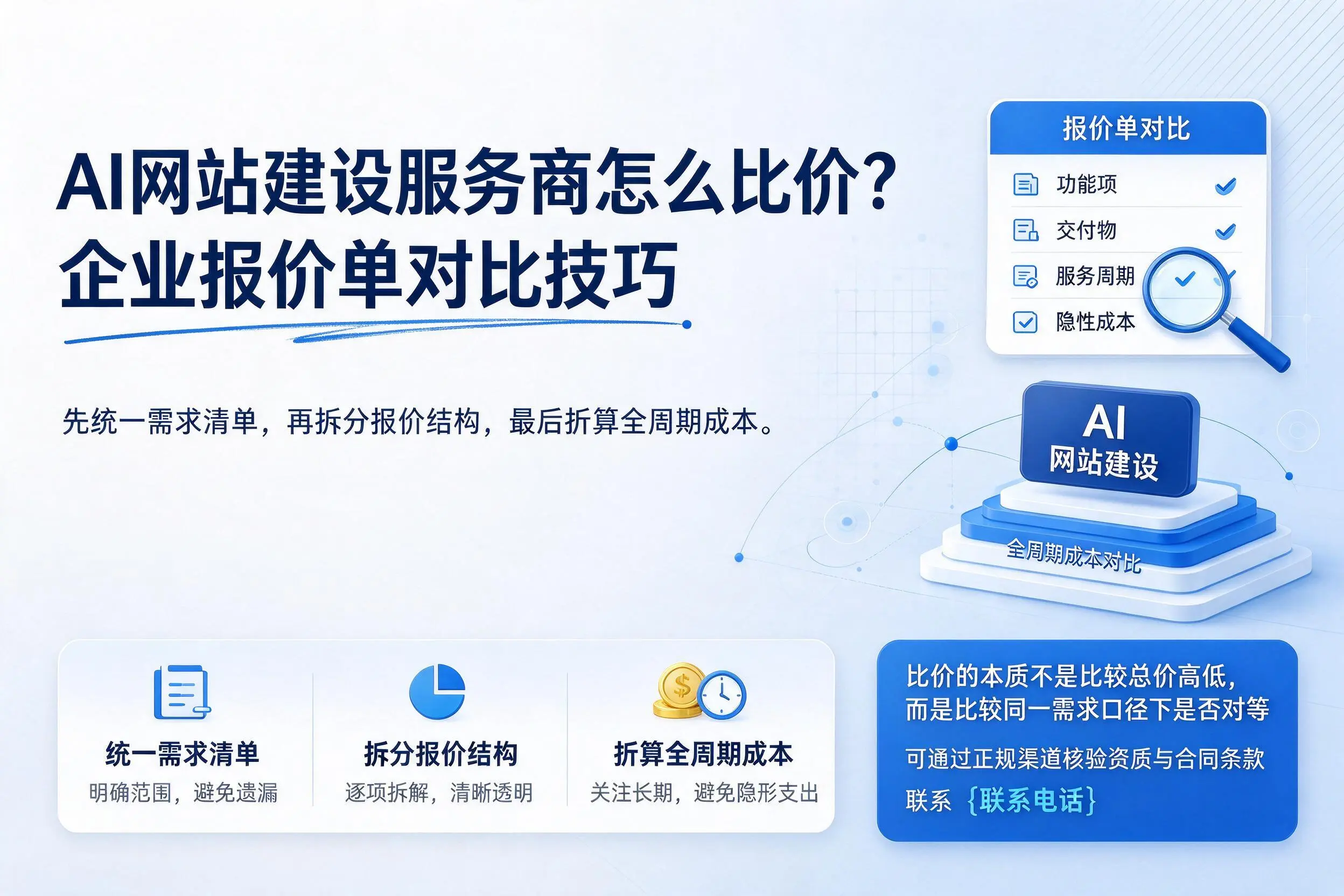 AI网站建设服务商怎么比价?衡水企业报价单对比技巧
