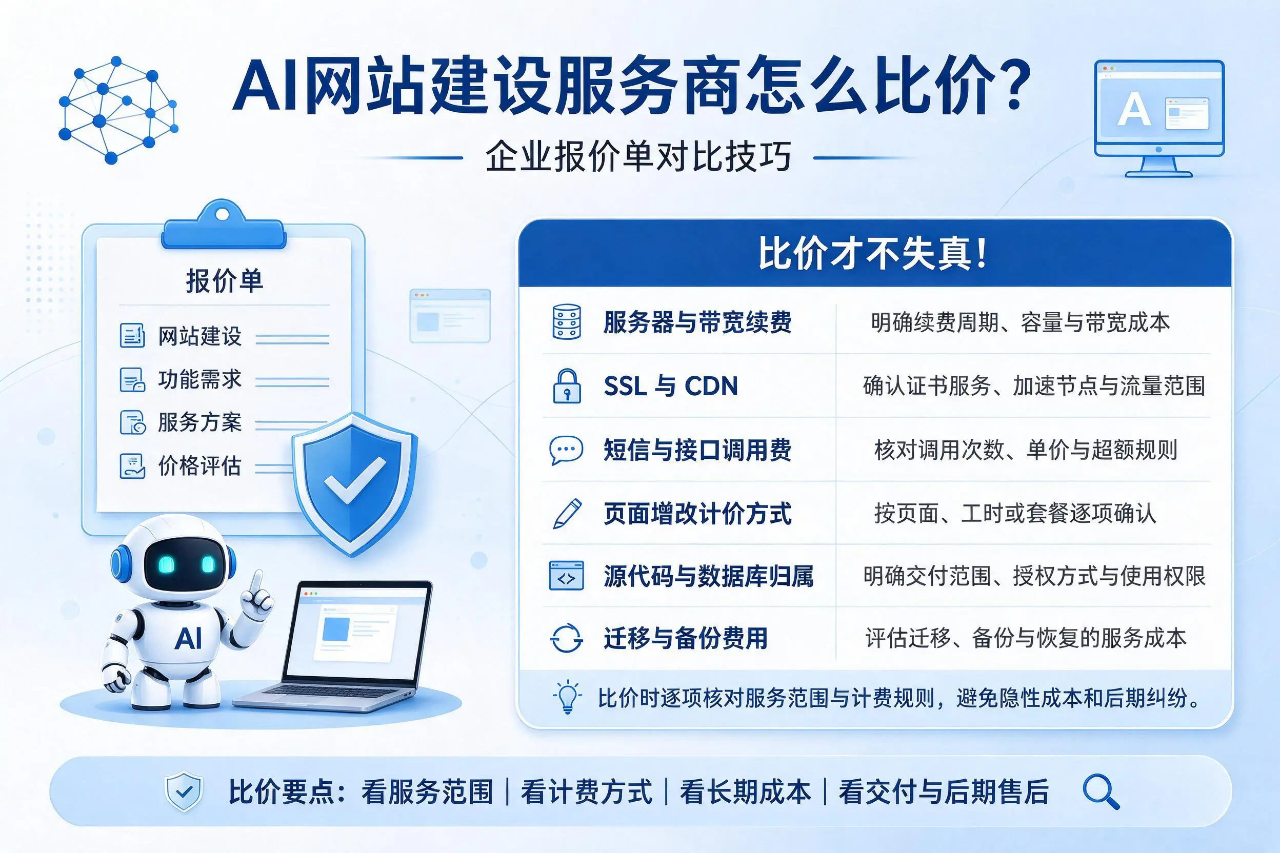 AI网站建设服务商怎么比价?衡水企业报价单对比技巧
